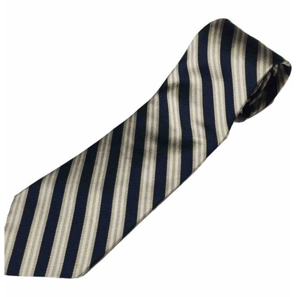 Ashford & Brooks of‎ London 100% Silk Striped Repp Tie Mens Navy Khaki 59 Inch
